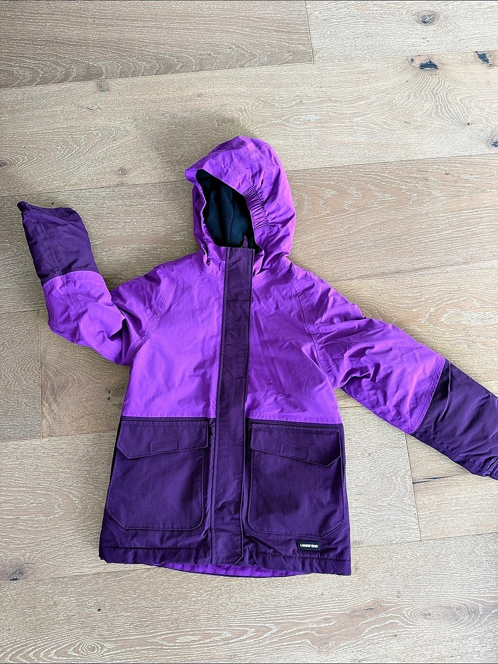 Lands' End Kids Squall Waterproof Insulated Jacket Purple Rain Jacket Girls